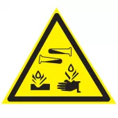 Знак W-04 (Опасно. Едкие и коррозионные вещества) 