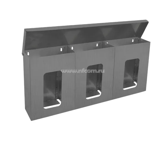 Диспенсер для перчаток трехсекционный с крышкой Диспенсер для перчаток трехсекционный с крышкой