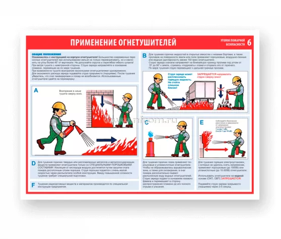 Комплект плакатов "Уголок пожарной безопасности" (6 листов А3) 