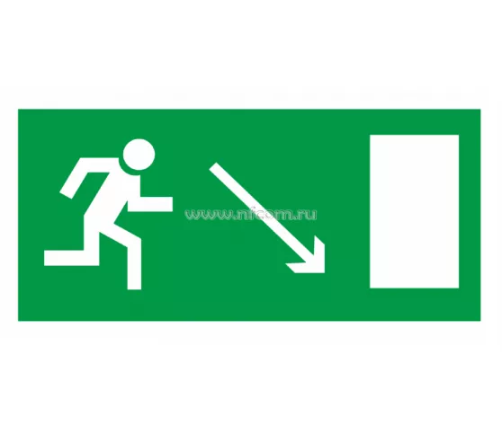 Знак Е-07 (Направление к эвакуационному выходу направо вниз)