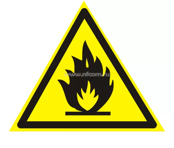Знак W-01 (Пожароопасно. Легковоспламеняющиеся вещества)